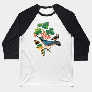 Subalpine warbler and eggs, strawberry, Red Admiral, wasp cocoon, ants and cocoons Baseball T-Shirt